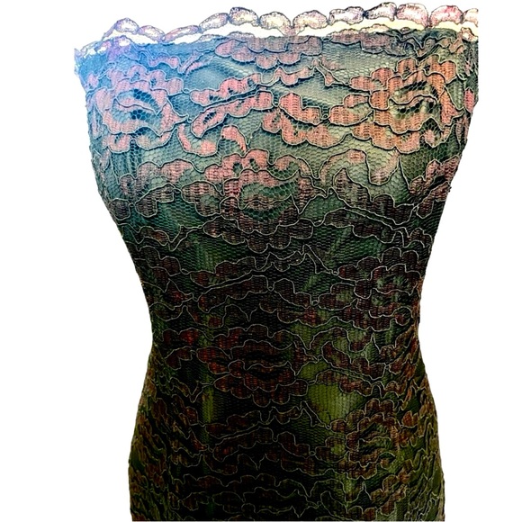 Pantagis Lace Black and Red Evening Cocktail Strapless Mini Dress  Size Small - Picture 4 of 9